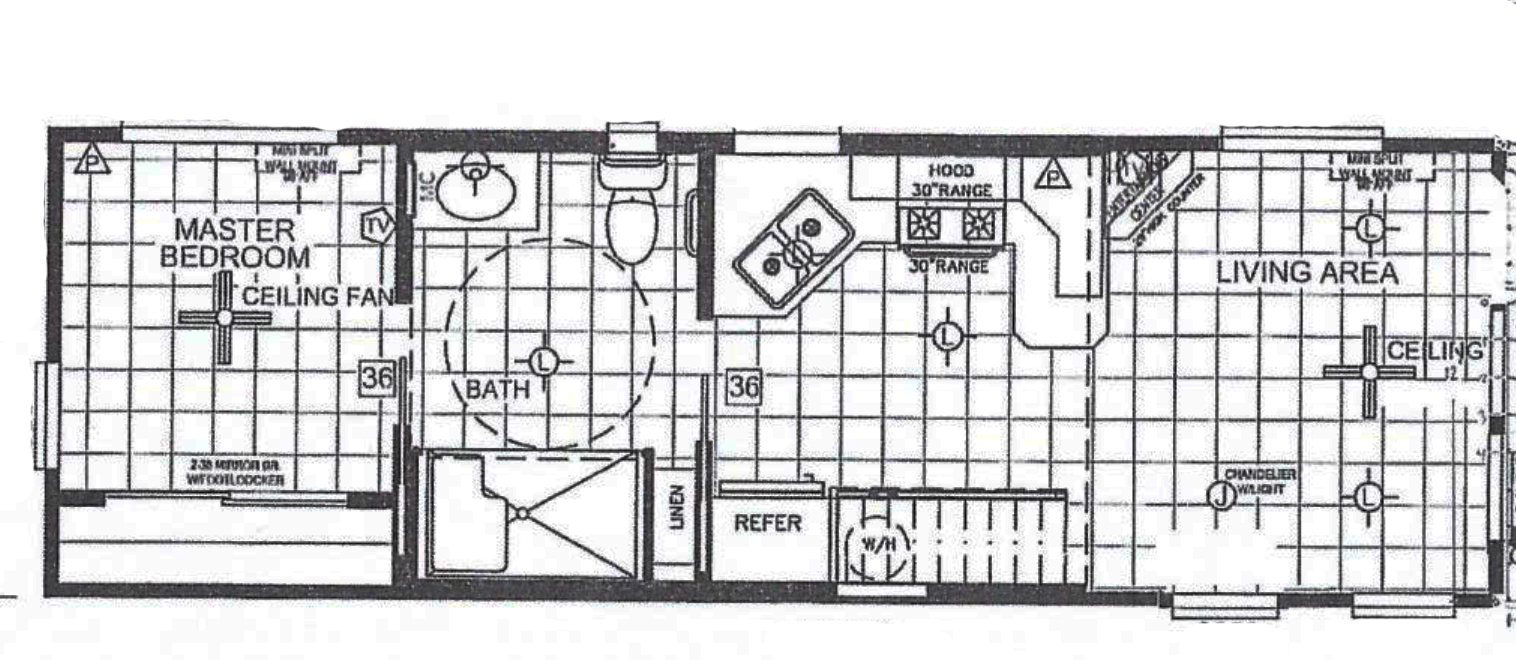 Floor Plan for Woodchuck Flat - Wheelchair and handicap friendly and seconds away from the Noyo harbor