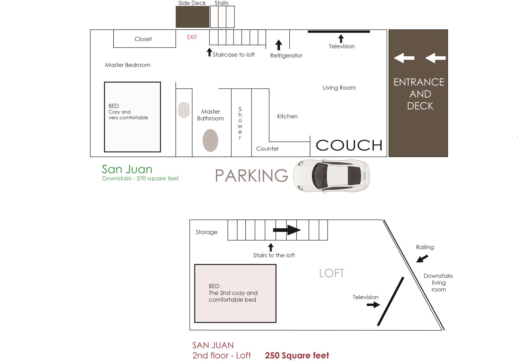 Floor Plan for San Juan - Cozy tiny pet friendly home in the heart of the historic Noyo harbor